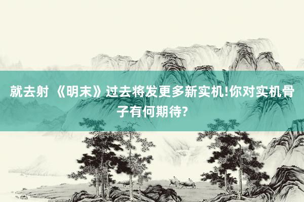 就去射 《明末》过去将发更多新实机!你对实机骨子有何期待?